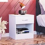 Vida Designs Large White Bedside Cabinet, 1 Drawer, Bedside Table, Metal Handles & Runners