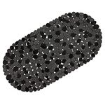 WELTRXE Pebbles Bath Mat,PVC Oval Tub Mats Non Slip Anti Mold for Kids,Elderly,27 x 14 Inch Black Machine Washable Bathtub Mat with Suction Cups,Drain Holes,BPA Free