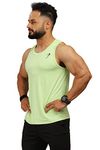 Light tank top Stylish Workout Mens Slim Fit Gym Vest with Anti-Bacterial Finish, Faster Moisture Absorption (X-Large, Lime)