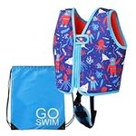 Go Swim Float Vest - *Includes Free Swim bag* Fixed Buoyancy Childrens Swim Jacket With Safety Strap. (Ages 18 Months - 5 Years) (Deep Sea Divers, Large)