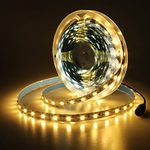 JOYLIT 12V LED Strip Lights 5M Warm White 3000-3500K, 300LEDs SMD 5050 Indoor Flexible Cuttable Tape Light for Cabinet, Closet, Stair, Toe Kick (Without Power Supply)