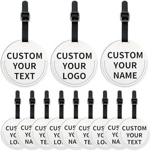 Custom Round Luggage Tag with Image Logo Text QR Code,PU Leather, Personalized Travel Bag Tag with Double-Sided Printing, Customization, 9.5cm Luggage Accessories (10)