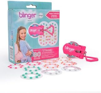 blinger® On The Go Mini Starter Kit – Happy (Pink) | 80 Rhinestones | Hair Styling Tool | Hair-Safe – Bling in Brush Out