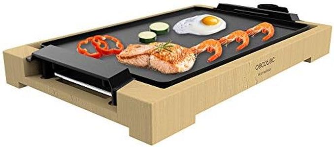 Cecotec Plancha de Asar eléctrica Tasty&Grill 2000 Bamboo. 2000 W, Estructura de bambú, Termostato regulable, Superficie plana Antiadherente, Revestimiento aluminio fundido, Apta para lavavajillas