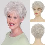 Baruisi Short White Wigs for Women 