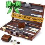 Large Backgammon Sets for Adults - Classic Board Games for 2 Players Adults and Kids - Premium Backgammon Set 15 inch Board and 32 Pieces in Quality PU Leather Case - Gift for Man