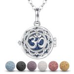 EUDORA Harmony Ball Essential Oil Diffuser Necklace for Women, OM Lotus Aromatherapy Diffuser Pendant Lava Stone Ball Locket Yoga Meditation Jewelry Gifts, 24 Inch, 7 Piece