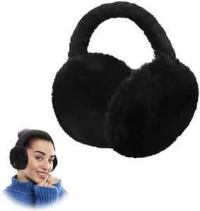 XINRUI Ear Muffs Winter Women Earmuffs Ear Cover Adjustable Foldable Ear Warmer Cute Fluffy Plush Ear Covers for Girls, Black
