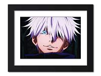 TenorArts Satoru Gojo Poster Jujutsu Kaisen Anime Laminated Poster Framed Paintings with Matt Finish Black Frame (12inches x 9inches)