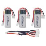 Fytoo 3PCS 7.4V 300mah Lithium Battery with 1 to 3 Charging Conversion line for WLToys F959 XK DHC-2 A600 A700 A800 A430 Remote Control Glider Spare Parts