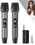 HWWR Wireless Microphones, Professional UHF Dual Microphones for Karaoke, Wireless Dynamic Microphone System Set with Rechargeable Receiver,Plug and Play, Speech, Wedding, Church, PA System