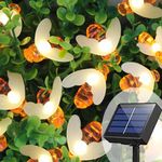 Solar String Lights, Lecone Outdoor 50 Led Honeybee Fairy Lights with Timer and 8 Lighting Modes, Waterproof Solar Powered Bee Lights for Patio Yard Fence Garden Grass Wedding Christmas Party Decor