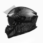 Steelbird SBH-25 Predator ISI Certified Full Face Graphic Helmet for Men and Women with Inner Smoke Sun Shield (Large 600 MM, Glossy Black Grey)