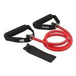 REEHUT Single Resistance Band Exercise Tube with Handle, Door Anchor and Manual, for Resistance Training, Physical Therapy, Home Workouts, Fitness, Pilates, Boxing Strength Training (Red (25-30 lbs.))