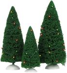 Department 56,Plastic Accessories for Villages Green Twinkling Lit Trees Accessory Figurines (Set of 3)