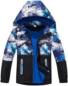 CAMLAKEE Imperméable Garçon Veste Polaire Enfant Manteau Camouflage Softshell Blouson Coupe Vent Noir 11-12 ans Taille 150