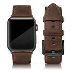 PARMPH Leather Strap Compatible with Apple Watch Band 42mm(Series 3/2/1) 44mm 45mm 46mm, Retro Vintage Genuine Leather Band Compatible with iWatch Series 10 9 8 7 6 5 4 3 2 1 SE Sports & Edition Men