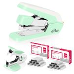 Deli Effortless Desktop Stapler, Heavy Duty Stapler, 40-50 Sheet Capacity, One Finger, No Effort, Includes Staples & Staple Remover, Green