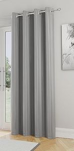 Enhanced Living Nightfall Plain Supersoft Grey Thermal Blockout Single Eyelet Door Curtain - 66 x 84 inch (168 x 214cm) - Energy Saving & Noise Reducing Door Curtain for Living Room & Bedroom