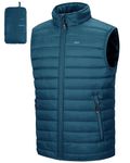 33,000ft Men's Lightweight Gilet, Packable Quilted Puffer Padded Vest Outerwear, Body Warmer Windproof Sleeveless Jacket for Golf Running Hiking Horse Riding Ceramic Blue M