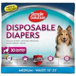 Simple Solution Disposable Dog Diapers for Female Dogs, True Fit, Absorbent, Leak Proof with Wetness Indicator, Puppy & Doggie Period Pad and Pee Diaper, For Medium Pets, 15-23 Inch Waist, 30 Count