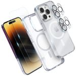 Power Theory [5 in 1 Designed for iPhone 14 Pro Clear Case with Screen Protector, Lens Protector and Easy Install Kit [Compatible with Magsafe]