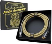 Gold Series Star Quad XLR Cables 10ft, Neutrik Connectors, 19AWG OFC Microphone Cable, Kevlar-Reinforced Nylon Braided Handmade Mic Cable, 100% Coverage OFC Braided Shielding and Al-Foil Shielding