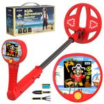 DR.ÖTEK Kids Metal Detector – Innovative Color LCD Display, 17cm LED-Lit Coil, Adjustable & Ultra-Lightweight Metal Detector Kids, Child-Safe Rounded Design for Ages 3-12, Red