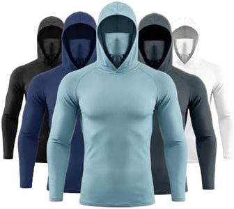 5 Pack Long Sleeve Hoodies with Face Mask for Men Athletic Fishing Shirts L