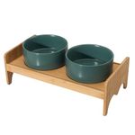 Elevated Ceramic Dog Bowl Set - Double Dog Bowls with Bamboo Stand Anti Vomiting - Raised Dog Food and Water Bowl Set - Dog Feeding Bowls - Fit for Small and Medium Sized Dogs - 28.74 OZ - 3.6 Cups