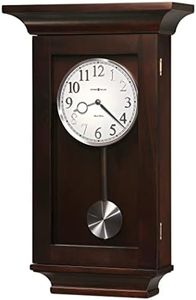 Howard Miller Hekman Gerrit Rectangular Wall Clock – Coffee Finish, Brushed Nickel Pendulum, Dual Chime, Nighttime Shutoff