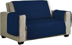 SB UK Sofa Non Slipcovers Protectors From Pets, Reversible Protectors From Pets Sofa Cover For Kids with Strap, Washable Furniture Protector Covers (Navy Blue, 2 Seater)