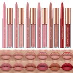 12 Pcs Liquid Lipstick Lipliner Set Nude Lipliner Matte Lipstick Long Lasting Non-Fading Waterproof Lip Glosses Makeup Set Gift For Women (Set C)