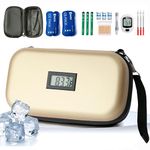 24-Hour Insulin Cooler Travel Case TSA Approved Medication Diabetic Cooler for Daily Life Trip with Thermometer Temperature Display Refrigerated Medicine Organizer Bag Includes 2 Ice Packs(Champagne)