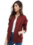 LEOTUDE Full Sleeve Loose Fit Bomber Jacket For Women (GRL_JKT02_MRUN_P_Maroon_M)