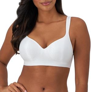 Bali Women's Wireless Bra,Comfort Revolution Full Coverage Wirefree Bra,Moisture Wicking, White Zag, 14DD