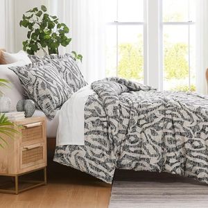 Southshore Fine Living, Inc. Oversized Twin Size Bedding, Down Alternative Comforter Bedspread, Abstract Prints, Twin or Twin XL Comforter with Matching Sham, Slate Khari