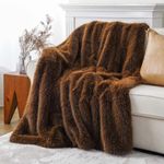 BATTILO HOME Luxury Coffee Brown Faux Fur Throw Blanket 50"x 60", Fluffy Blanket for Bed, Comfy Shaggy Cozy Plush Fuzzy Fur Blanket for Sofa Couch Living Room Home Decor