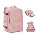 Cabin Bags for Travel, Underseat Carry on Hand Luggage Backpack for Women Airplane Approved Travel Backpack Personal Item Travel Bag 14 inch Laptop Backpack for Business Casual Work,C3-Pink