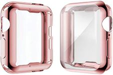 JULK [2-Pack] 40mm Case for Apple Watch SE 2023 / Series 6 / SE/Series 5 / Series 4 Screen Protector, Overall Protective Case TPU HD Ultra-Thin Cover (1 Rose Pink+1 Transparent)