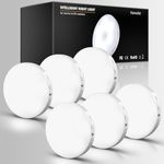 Homelist 6 Pack Motion Sensor Lights Indoor,Stair,Cupboard,Counter,Wardrobe,Under Cabinet Kitchen Lights, Battery Operated Wall Lights, Wireless Rechargeable Magnetic Stick on Puck Sensory Night Light