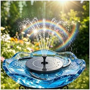 AISITIN 2.8W Solar Fountain Pump for Bird Bath Upgraded 2026, Floating Solar Powered Water Fountain Built-in 1000mAh Battery with 7 Nozzles & 3 Integrated Bracket for Bird Bath and Outdoor Garden