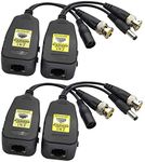 AAOTOKK Passive Video Balun RJ45 to BNC Transceiver Transmitter HD-CVI/TVI/AHD/CVBS with DC Power Connector for 960P 1080P 3MP 4MP 5MP 8MP CCTV Security DVR Surveillance Camera System(18 cm-2Pairs)