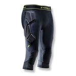 Storelli BodyShield 3/4 Goalkeeper Leggings 2, Impact Protection, Sweat-Wicking, UV-Resistant for Soccer & Heavy-Duty Sports Black