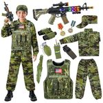 Metemot Kids Army Costume for Boys, Military Soldier Costume with Army Toys, Boys Halloween Costume with Camouflage Vest, Solider Boy Dress up age 3-12…