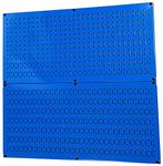 Wall Control Pegboard Rack Steel Pegboard Pack Blue Peg Boards - Two 32-Inch x 16-Inch Blue Horizontal Metal Pegboard Panels