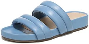 Vionic Women's Safari Mayla Slide Sandal- Supportive Walking Leather Shoes That Include Three-Zone Comfort with Orthotic Insole Arch Support, Medium Fit, Sizes 5-11, Blue Shadow, 8.5