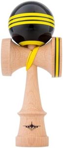 Kendama USA - Kaizen Triple Stripe Kendamas - for Players of All Levels, Carrying Bag Included (Black & Yellow)