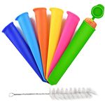 Silicone Popsicle Molds Wpunwen Popsicle Molds Attached Lid Ice Pop Mold Colored Baby Popsicle Mold 6 Pcs Reusable Yogurt Tubes with Cleaning Brush Durable Reusable Snack Bags