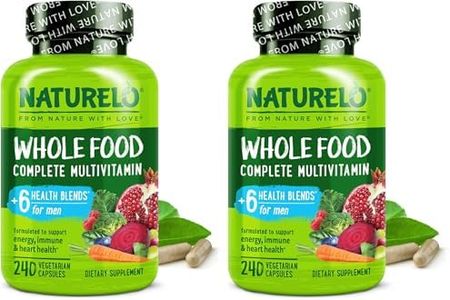 NATURELO Mens Multivitamins - Whole Food Multivitamin for Men with Vitamins, Minerals - 240 Vegetarian Capsules for Energy, Brain, Heart, Eye Health* (Pack of 2)